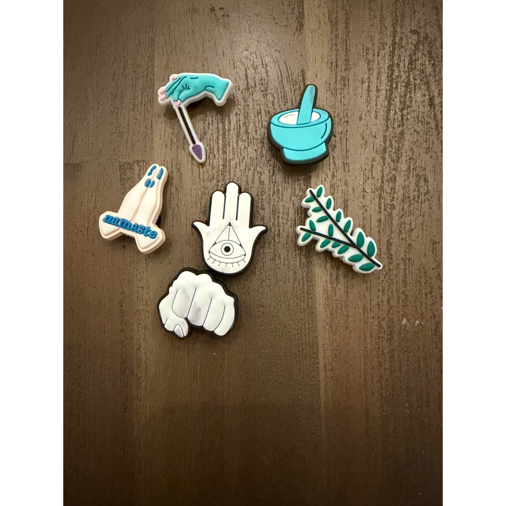 Crocs Boho Celestial Hamsa Fist Mortar Pestle Namaste‎ Shoe Widget Charms Set
